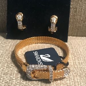 NTW Swarovski Crystal Pave Earrings & Bracelet Set